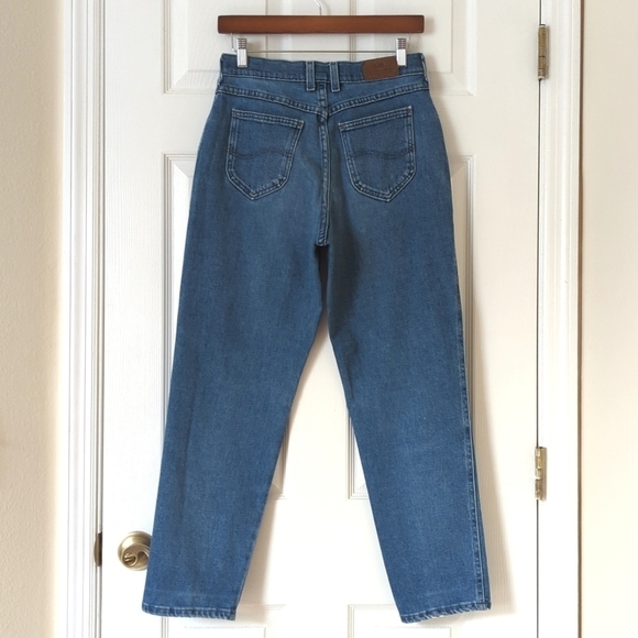 Lee 90's Vintage Slim High Rise Medium Wash Tapered Leg Denim Mom Jeans Blue 8 - Picture 4 of 14